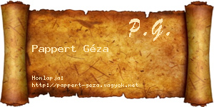 Pappert Géza névjegykártya